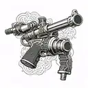 Combination of microphone and gun  tattoo design idea