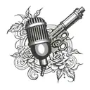 Combination of microphone and gun  tattoo design idea