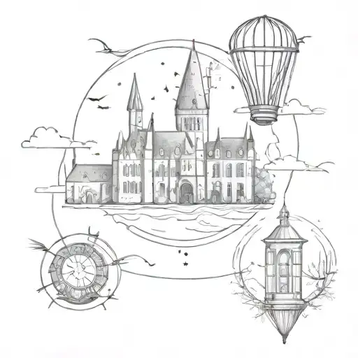 Incorporate symbols from Harry Potter and The Truman Show to represent the client's love for both films in a unique tattoo design tattoo design idea