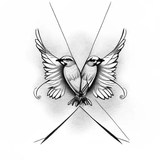 simple canary flying tattoo design idea