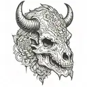 bison skull tattoo design idea