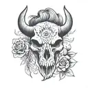 bison skull tattoo design idea