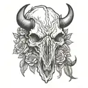 bison skull tattoo design idea