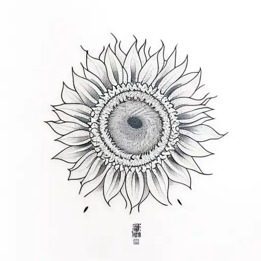sunflower landscape tattoo design idea