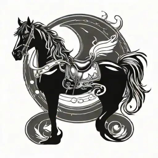 horseshoe with a mustang horse tattoo design idea