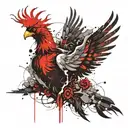 Phoenix bird emerging from a heart of broken stone tattoo design idea