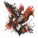 Phoenix bird emerging from a heart of broken stone tattoo design idea