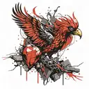 Phoenix bird emerging from a heart of broken stone tattoo design idea
