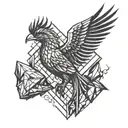 Phoenix bird emerging from a heart of broken stone tattoo design idea