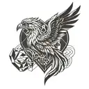 Phoenix bird emerging from a heart of broken stone tattoo design idea