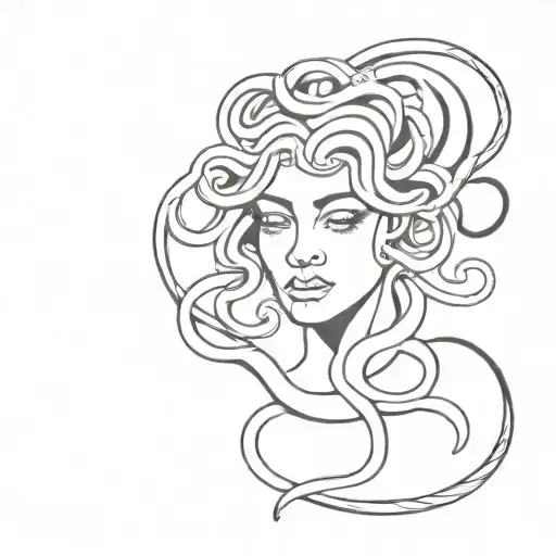 medusa in black and white drawing tattoo design idea
