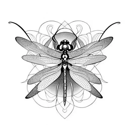 dragonfly with lotus tattoo design idea