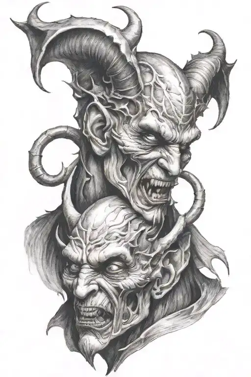 demon whispering in your ear tattoo design idea