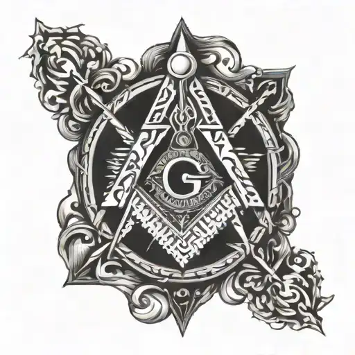 Masonic square and compass tattoo design idea