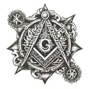 Masonic square and compass tattoo design idea