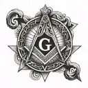 Masonic square and compass tattoo design idea