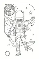 man on the moon tattoo design idea