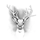 Roe buck with spruce twigs. tattoo design idea