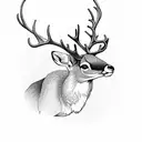 Roe buck with spruce twigs. tattoo design idea
