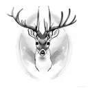 Roe buck with spruce twigs. tattoo design idea