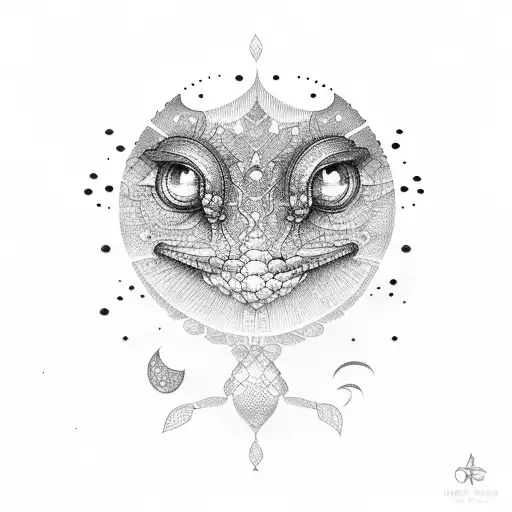 moon gecko tattoo design idea