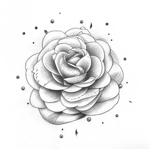 judge'  mallet and a  camellia rose wrapped around it with the heavens behind them both tattoo design idea