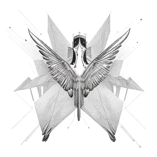 flying swallows on the background of Kyiv and below the binary code tattoo design idea