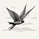 flying swallows on the background of Kyiv and below the binary code tattoo design idea