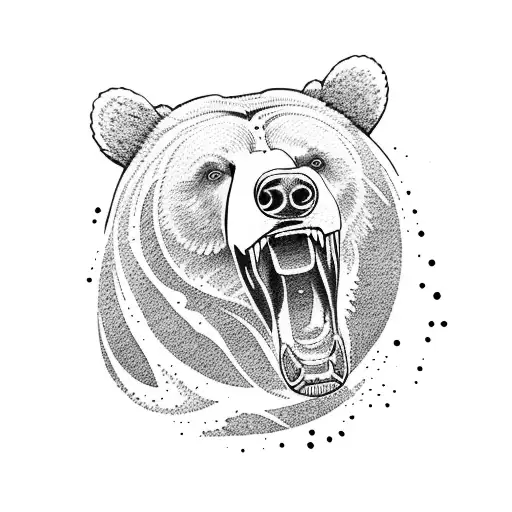 bear eating salmon tattoo design idea