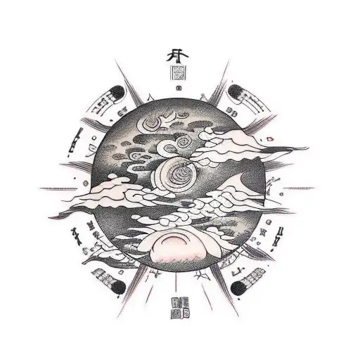 planets and heaven tattoo design idea