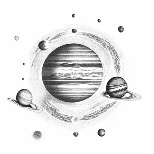 planets and heaven tattoo design idea