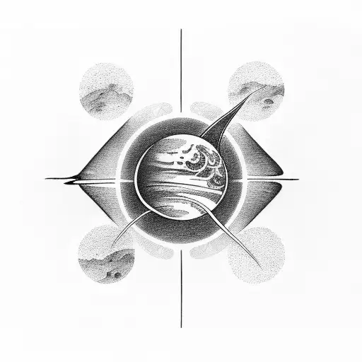 planets and heaven tattoo design idea