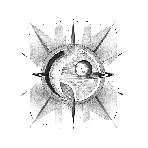 planets and heaven tattoo design idea