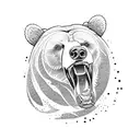 bear eating salmon tattoo design idea