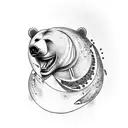 bear eating salmon tattoo design idea