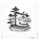 forest and tsunami  tattoo design idea