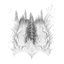 forest and tsunami tattoo design idea