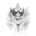 forest and tsunami tattoo design idea