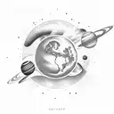 planets and heaven tattoo design idea