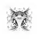 racecar and fish tattoo design idea