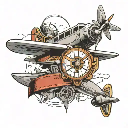 campus, aeroplane and a belt wrapped tattoo design idea