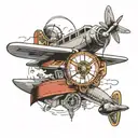 campus, aeroplane and a belt wrapped tattoo design idea