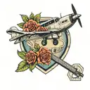 campus, aeroplane and a belt wrapped tattoo design idea