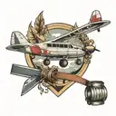 campus, aeroplane and a belt wrapped tattoo design idea