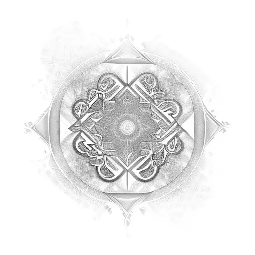 Isia and Ilian in Arabic symetric  calligraphy tattoo design idea