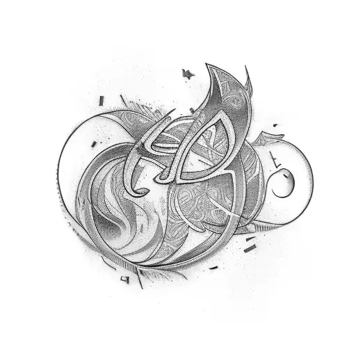 artistic cursive tattoo with the letters t, a, and j tattoo design idea