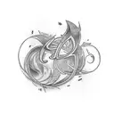 artistic cursive tattoo with the letters t, a, and j tattoo design idea