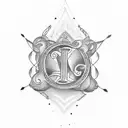 artistic cursive tattoo with the letters t, a, and j tattoo design idea