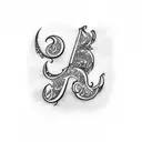 artistic cursive letter TaJ tattoo design idea