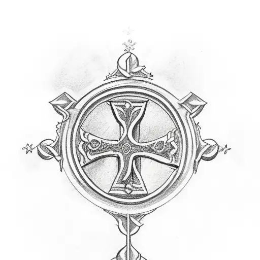 cross with the Lord's Prayer inside tattoo design idea